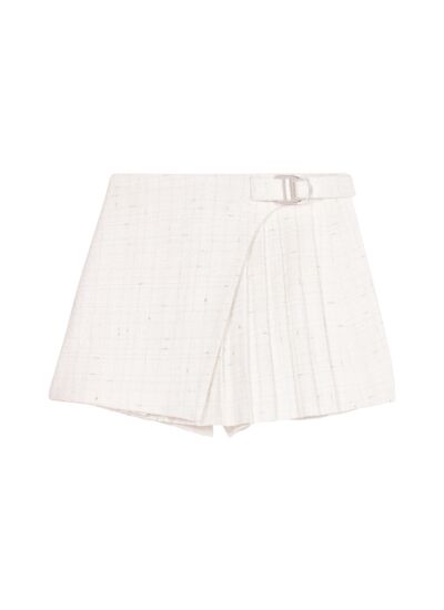 Jupe short plissée en tweed