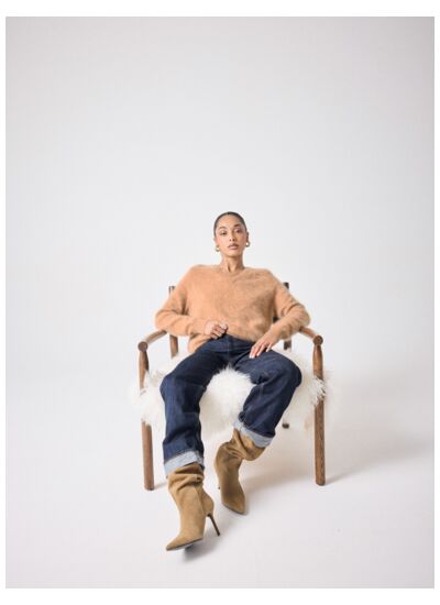 Pull en cachemire brossé Benedicte CAMEL