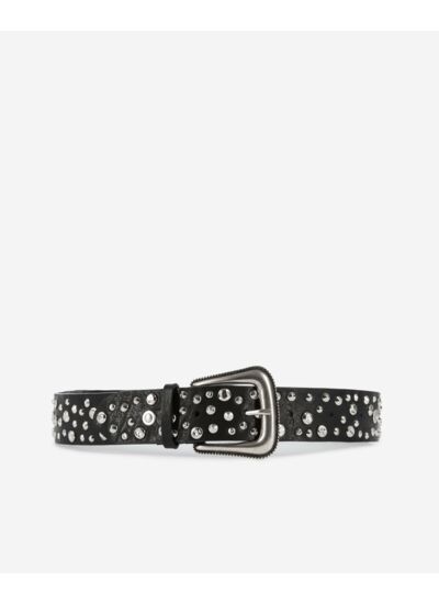 Ceinture Cloutée En Cuir Noir