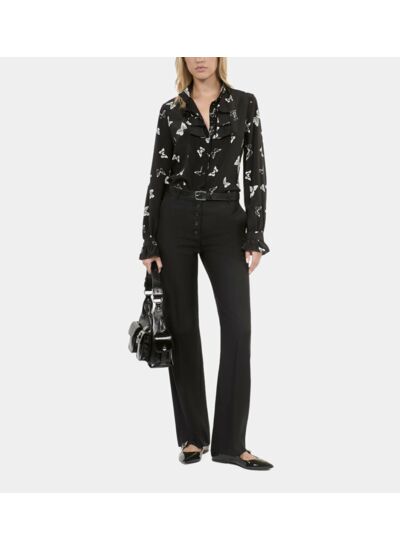Chemise En Soie Imprimée Papillons Femme