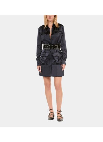 Robe Saharienne Courte Bleu Marine Femme