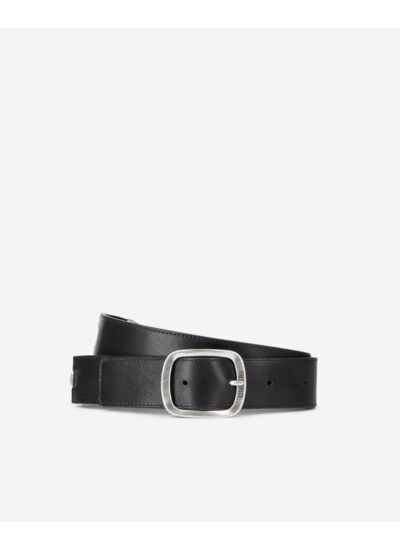 Ceinture En Cuir Noir Avec Pièces Métalliques