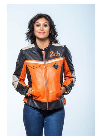 Blouson cuir femme Stacie Orange
