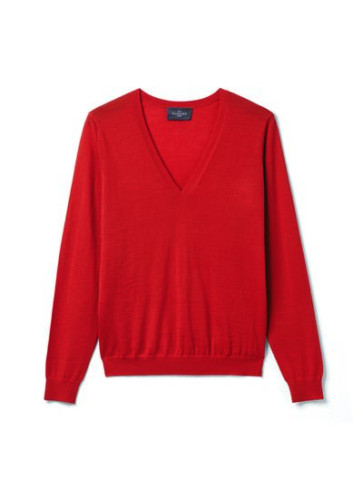 Pull col V ultrafin - Femme - CINABRE