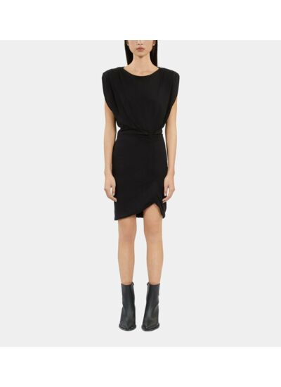 Robe Courte Noire Avec Fronces Femme
