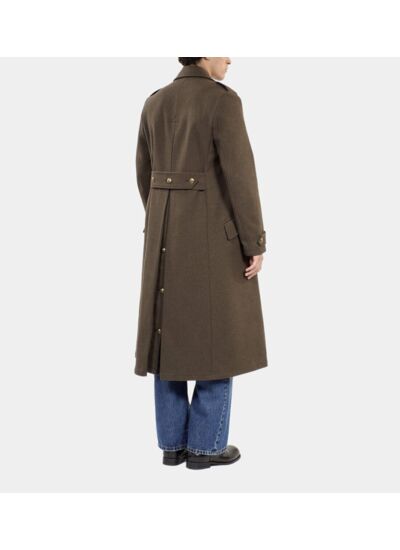 Manteau Long Style Officier Kaki Homme