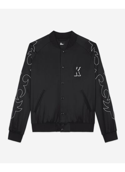 Blouson Bord Cotes A Boutons Pressions Et Details Brodes Homme