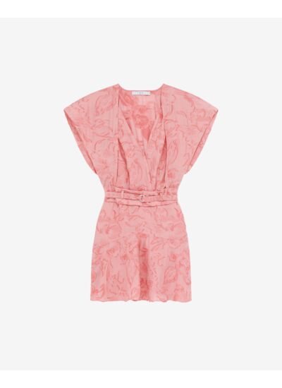Robe Courte En Jacquard Col V Fabiana