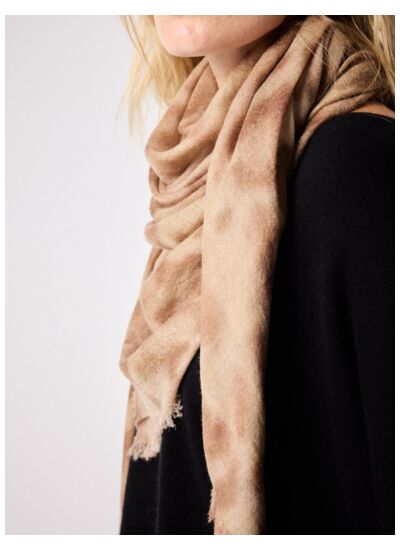 Echarpe cachemire leopard BEIGE_ACAJOU