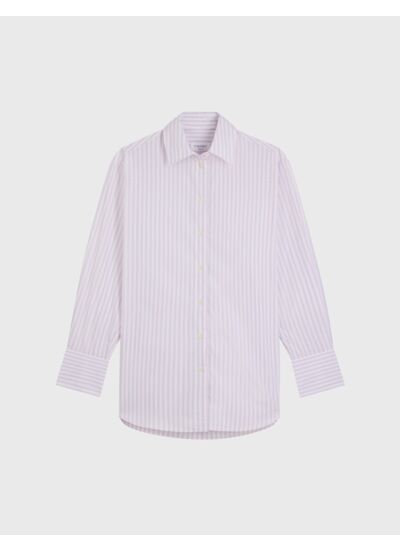 Chemise mathilde oversize en popeline rayée rose