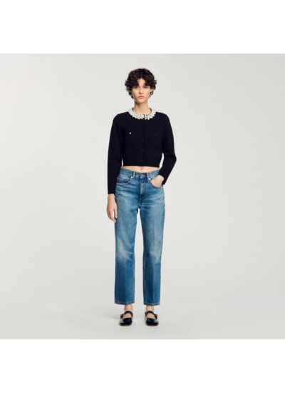 Cardigan à col perlé