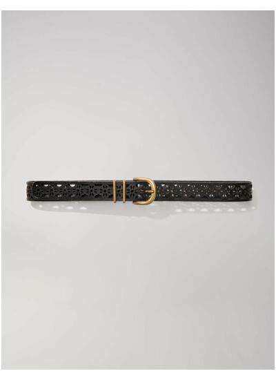 Ceinture en cuir détail fleurs