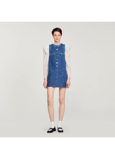 Robe courte trapèze en tweed