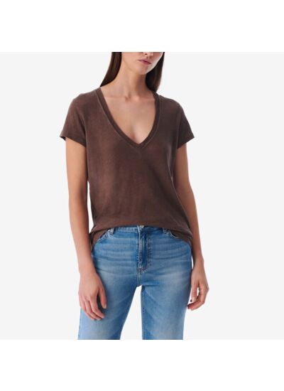 T-Shirt En Lin Col V Rodeo