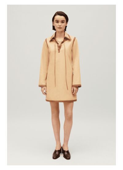 Robe courte lacée beige
