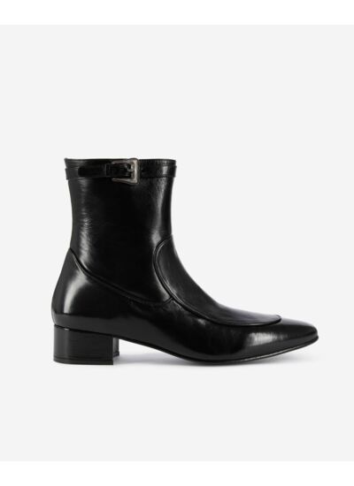 Bottines Avec Boucle En Cuir Noir