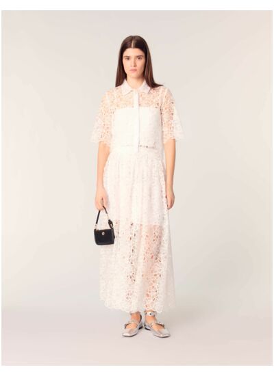 Jupe longue en guipure à fleurs