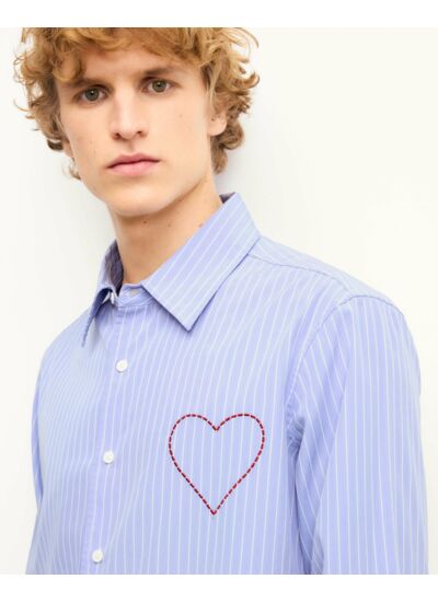 Chemise Manches Longues Cœur Brodé