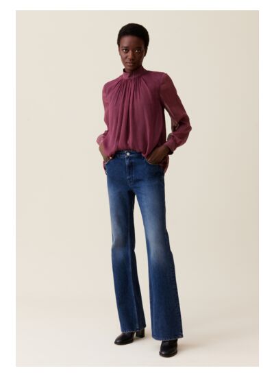 Blouse lavallière carreaux fluide