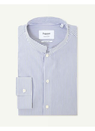 Chemise Ajustée en popeline rayée marine