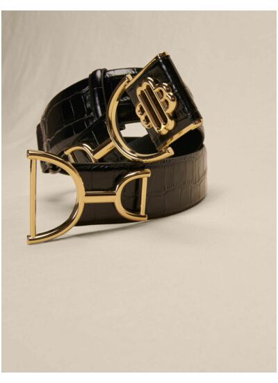 Ceinture large en cuir lisse