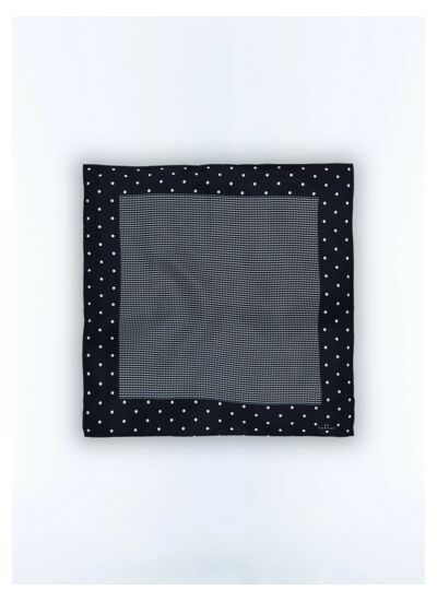 Pochette en soie bleu marine à imprimés