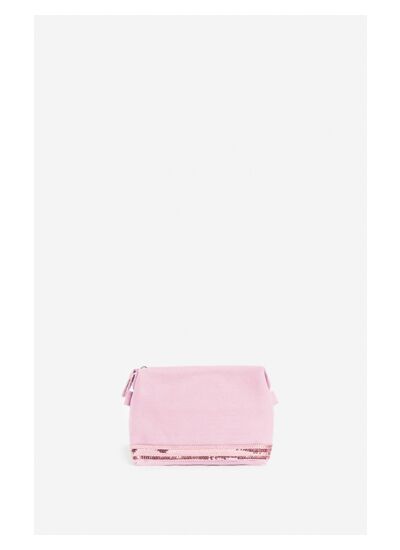 Petite Trousse Zipée En Toile & Sequins