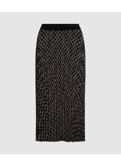 K-CHEVRON AOP PLEATED SKIRT