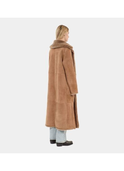 Peau Lainée Longue Marron Femme