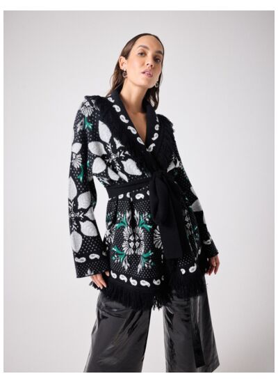 Cardigan en laine et cachemire Estella NOIR_GRIS_CHINE
