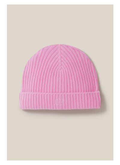 Bonnet côtelé cachemire broderie CP
