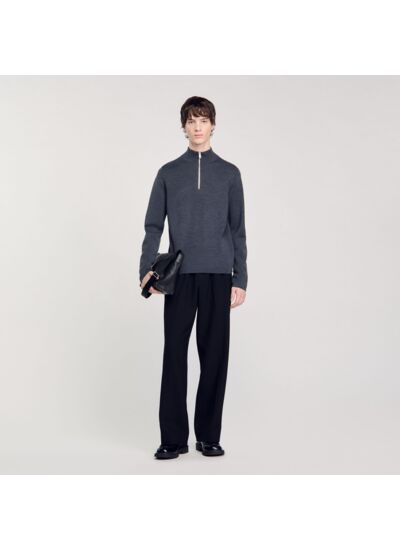 Pull en laine à col zippé