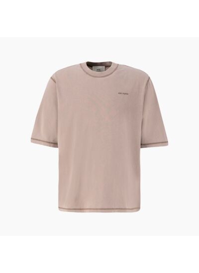 Ami Paris T-Shirt Logo Brodé Marron Délavé