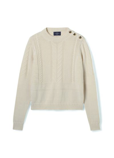 Pull col rond guernesey - Femme - NATUREL