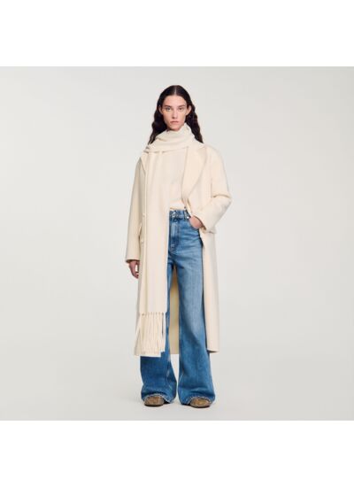Manteau long en laine mélangée