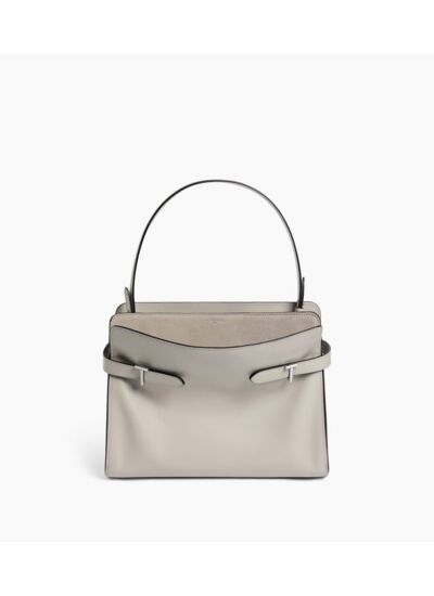 Sac porté épaule grand modèle Emie en cuir lisse et nubuck