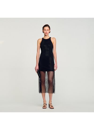 Robe longue résille brillante