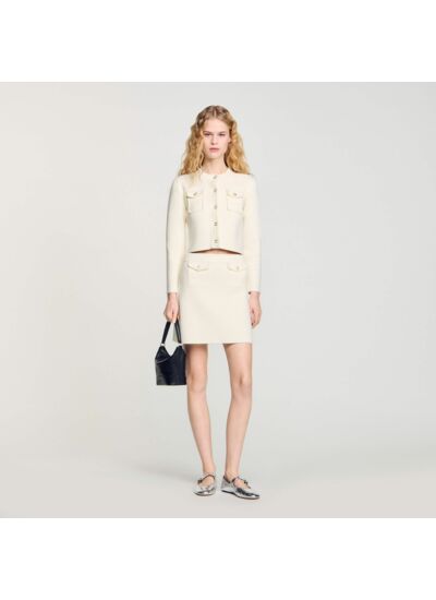 Jupe courte en maille cotelée