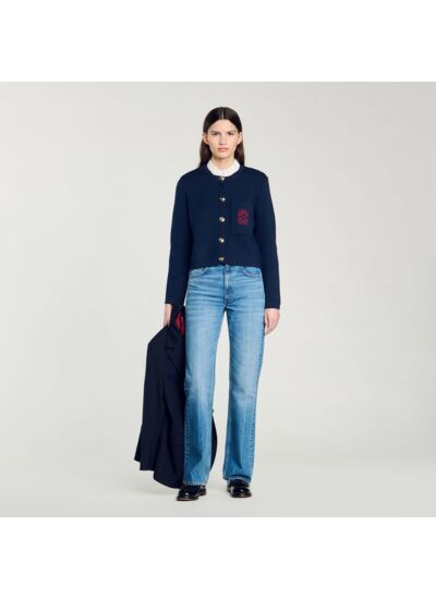 Cardigan 2 en 1 à col volanté