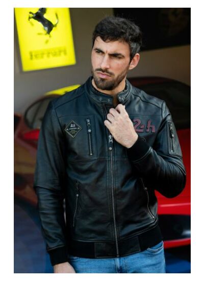 Blouson cuir 24H le mans Travis noir