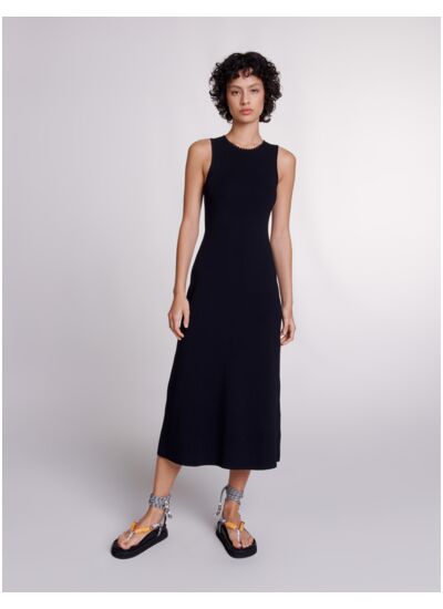 Robe longue en maille à découpes