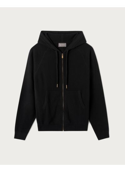 Sweat à capuche zippé casual - Femme - NOIR