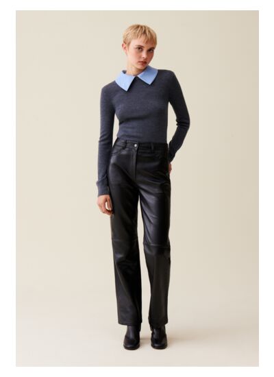 Pantalon droit cuir