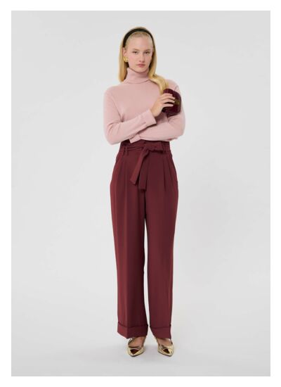 Pantalon Pia-Bordeaux en Polyester