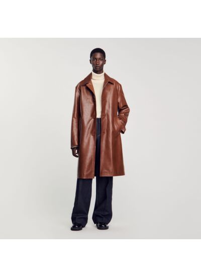 Manteau long en cuir