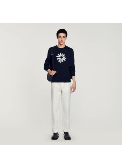 Pull à jacquard fleur