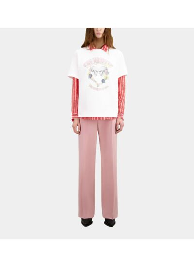 T-Shirt Blanc Avec Sérigraphie Skull Heart Femme