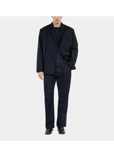 Blazer Style Kimono À Rayures Bleu Homme