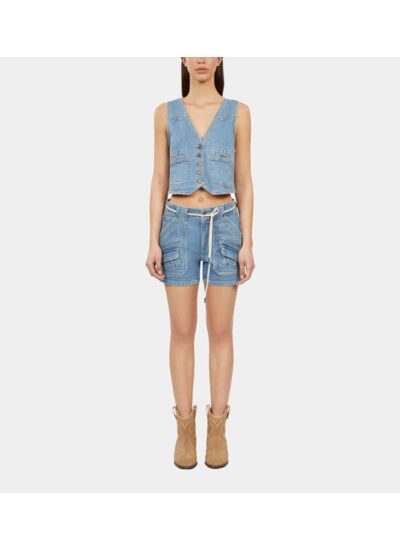 Gilet Bleu En Denim Femme