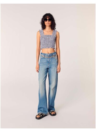 Top smocké à motif vichy